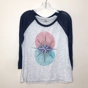 Aeropostale North Star Compass 3/4 baseball tee